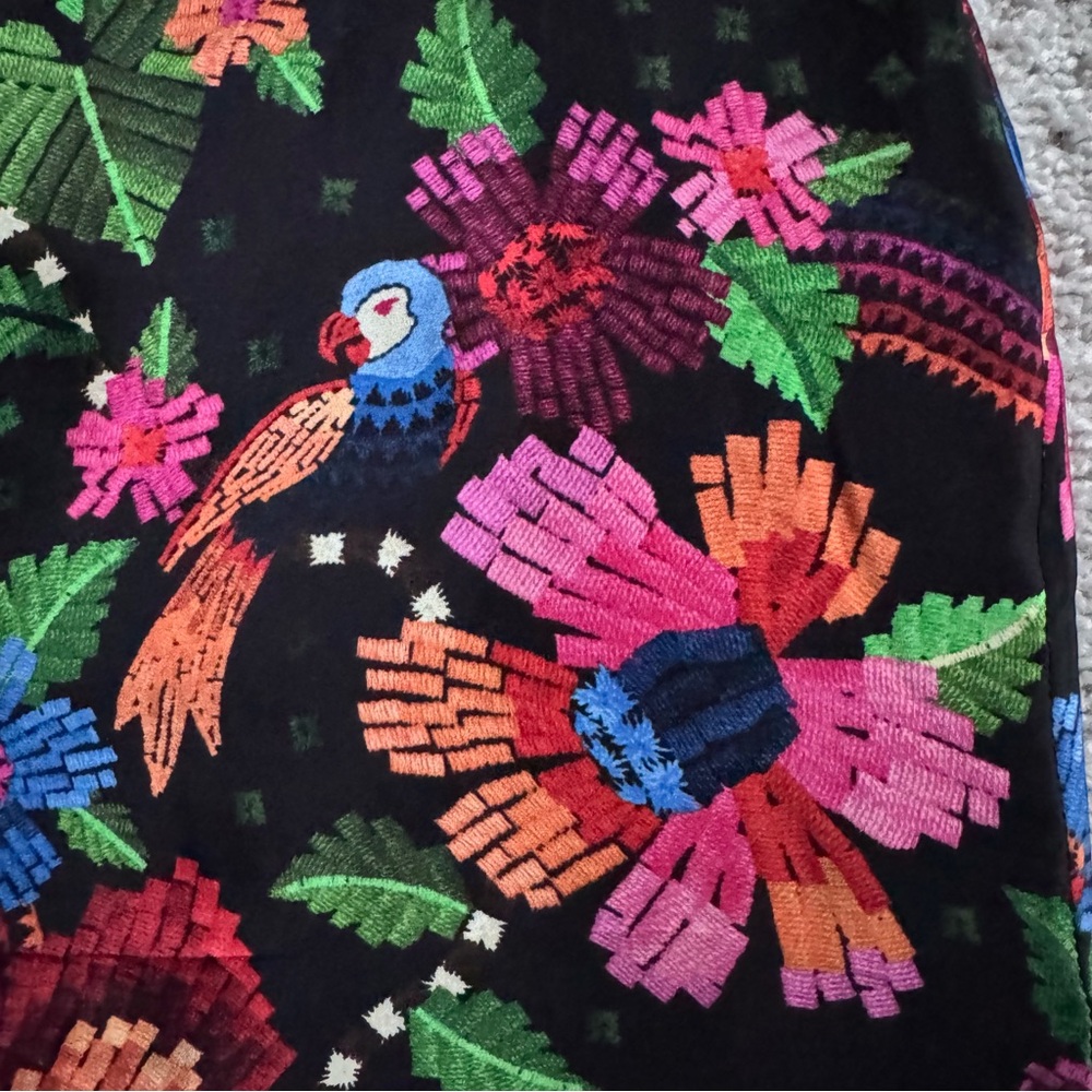 Farm Rio Wrap Mini Skirt Tropical Floral Blooming Garden Black Size Medium - Picture 4 of 9